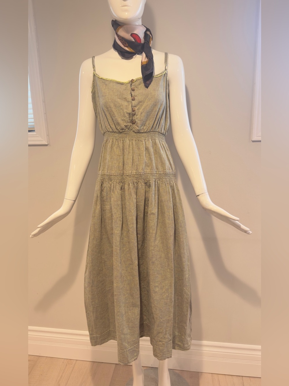🌾 Urban Outfitters Linen Blend Midi Dress Size M 🌾